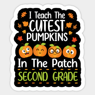 Happy I Teach The Cutest Pumpkins In The Patch Second Grade Sticker